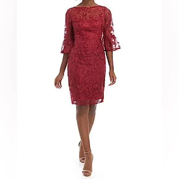 Adrianna Papell Womens Floral Sequin Red Sheath Valentine’s Holiday Dress  NWT Adrianna Papell | Dresses | Adrianna Papellwomens Floral Sequin Red Sheath  Valentines Holiday Dress Nwt | Poshmark